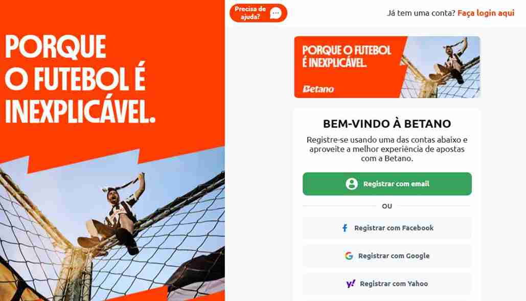 Cadastro Betano Brasil