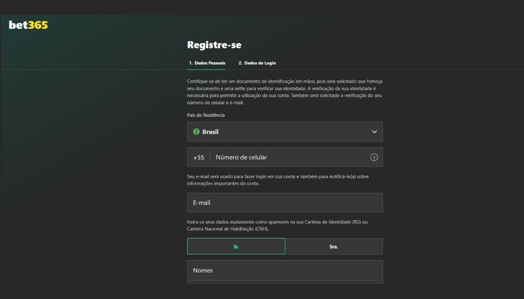 Cadastro Bet365